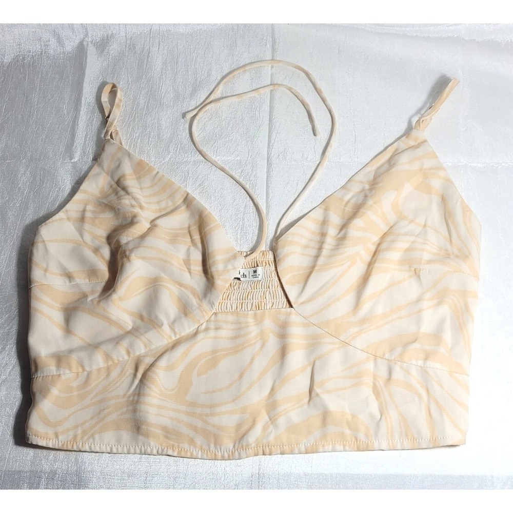 Abercrombie & Fitch Bare Halterneck Strappy Crop Top - Peach - Size Medium